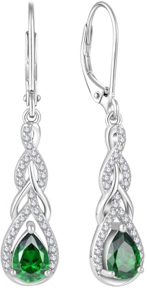 Starchenie Ohrringe 925 Sterling Silber Geburtsstein Grüner Zirkonia Unendlichkeit Anhänger Ohrhänger für Damen