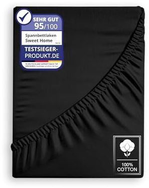 Sweet home WORLD Spannbettlaken Jersey 200x200cm -%100 Baumwolle, Bettlaken Jersey, Boxspringbetten und alle Betten bis 25 cm. Schwarz