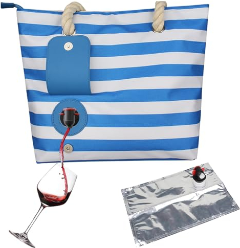 Kirdume Wein Geldbörsen Tragetasche, Wein Tasche Mit Zapfhahn, Weinhandtasche, Isolierte Weintasche, Wein Kühltasche Mit Gepolstertem Thermofach Und Trinkschnabel, Isolierte Tragetasche Für Strand