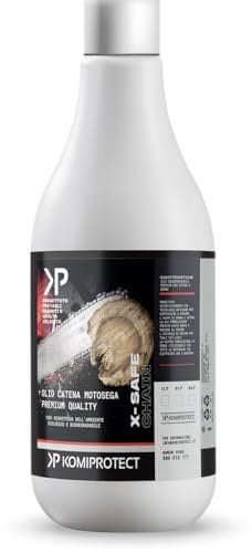 komiprotect® Olio per catene Motoseghe X-SAFE per scorrimenti veloci, esente da blocchi catena, biodegradabile (500 ml)