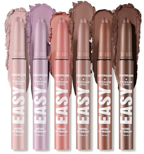 6-teiliges Eyeshadow-Stick-Set, Creme-Lidschatten-Stift, Wasserfester Langanhaltender Augen-Make-up-Crayon (Set A)