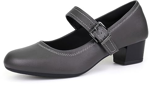 Ortho+rest Damen Mary Janes Pumps für Hallux Valgus Orthopädische Kleid Schuhe Low Chunky Heels Arbeit Trachtenschuhe (36.5,Pewter)