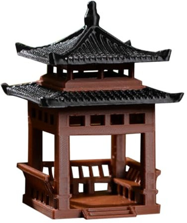 Happyyami Mini Pagoda Statue Zen Garden Meditation Mini Chinese Pavilion Pagoda Sculpture Japanese Home Decor Fairy Garden Accessories
