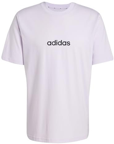 adidas Herren Essentials LINEAR Single Jersey Tee, Ice Lavender/Black, L