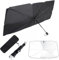 PLUS HOME Protector Solar de Polietileno con Película de Aluminio - Instalación con Ventosas y Gomas Elásticas - Protección UV para Parabrisas Delantero.Paraguas DE Parasol 60x130cm