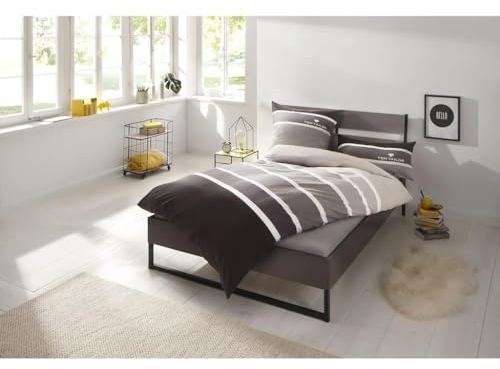 TOM TAILOR Bettwäsche 0049825 1 x 80x80 + 1 x 135x200 cm mit kostenlosem Gästetuch 30x50 cm (Grau)