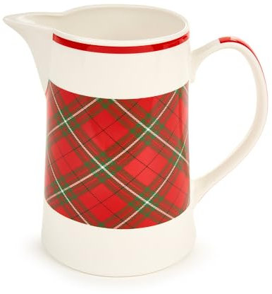 Nuvole di Stoffa Brocca acqua natalizia in porcellana tartan scozzese, Vintage Cartolina di Natale 1400 ml