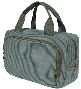 Funtlend Damen Kosmetiktasche Cord Kulturtasche Damen Kosmetikbeutel mit vielen Fächern Cord kulturbeutel Kosmetik Tasche Reise Kulturbeutel Waschtasche für Travel Mädchen Damen