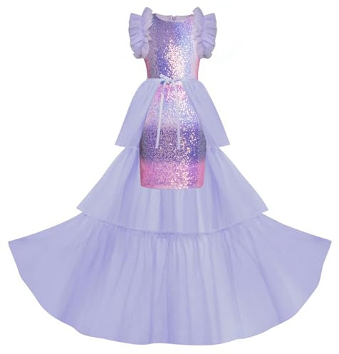 GRACE KARIN Girls Cute Glitter Sequin Dresses Princess Dress+Mesh Tiered Skirt Party Outfits 11-12 Years