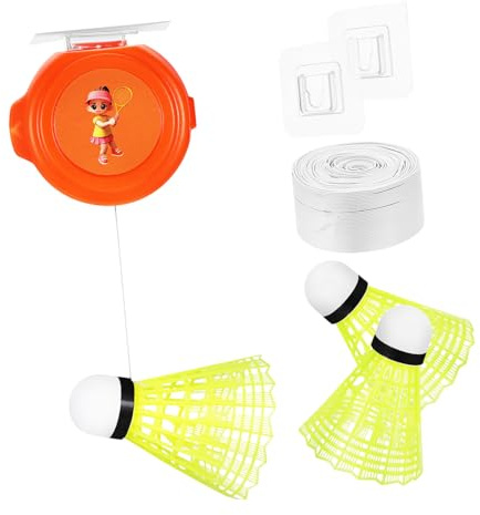 WESIEVYA Badminton Rebound Trainer Federball Satz Verstellbares Solo Trainingsgerät Aus Strapazierfähiger Gummischnur Mit Klebehaken Badminton Hallentraining Für Anfänger Und Fortgeschrittene