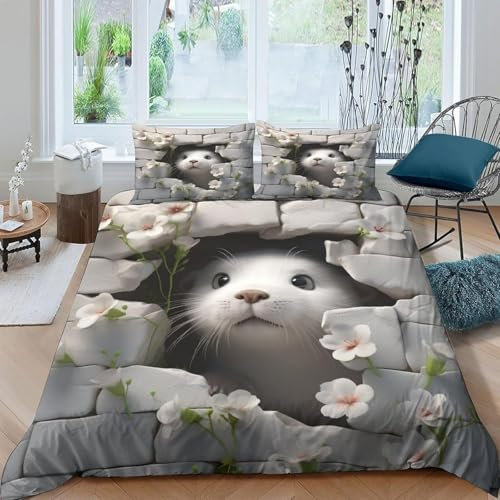 3D Printed Animal Beaver Duvet Cover Set Double, Microfiber Duvet Cover With 2 Pillowcases, Easy Care Duvet Cover - Suitable For Adults And Children Soft Bedding 200X200 Cm -4257541772079