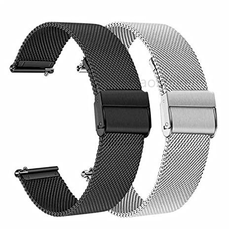 AXTGBHL Metallarmbandband GTS2. Strap-BIS-Uhren-Armband-Pace-Stratos 2 GTS GTR 42 47 mm Strap Fit for Xiaomi Fit for Amazfit Fit for BIP Fit for Huami(Black-silver,20mm)