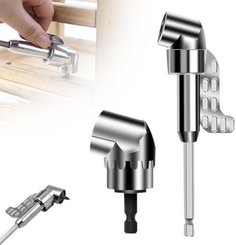 Adattatore per Trapano Angolo Retto 105° Adattatore Fissaggio Trapano Adattatore Trapano Angolo Retto 1/4 pollici Cacciavite Angolare Avvitatore angolare per foratura spazi ristretti(corto + lungo)