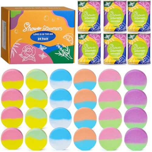 Shower Steamers, 24 Pack Aromatherapy Fragrances Shower Steamers, Perfect Self Care Gifts for Women and Men, Relaxation Mother's Day Gift