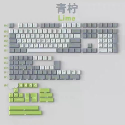 Sumgsn 172 Keys Lemon Keycaps Set, Cherry Profile Doubleshot PBT Green Keycaps for 60% 65% 75% 95% Cherry Mx Gateron Switches ISO/ANSI Mechanical Keyboard