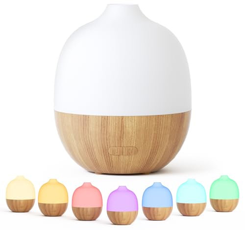 SALUBRITO 300ml Aroma Diffuser, Ultraschall Aromatherapie Diffusor für Ätherische Öle, Weiß Diffuser für Duftöl, Essential Oil Diffuser für Zuhause Büro Yoga
