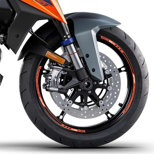 labelbike - Strisce adesive per Moto Moto Cerchi Ruote 17 compatibili con KTM 1290 Super Duke GT - Colore Arancione Nero