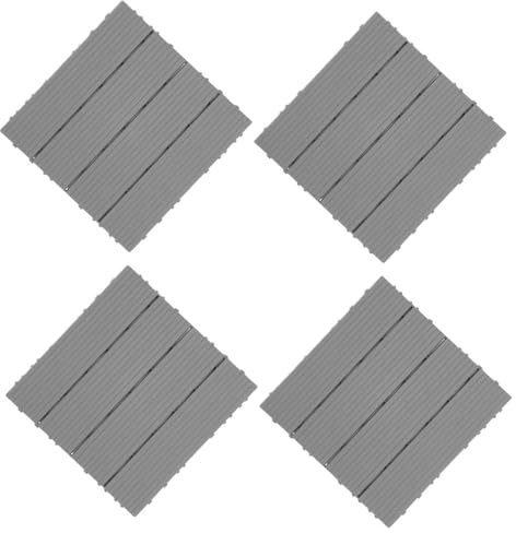 UBOHUZ Komposit-Decking-Fliesen 4 Stück Outdoor Boden wasserdicht Garten Deck Fliesen ineinander greifen Balkon Bodenbelag Nachahmung Holz Kunststoff Verbund Für Balkon