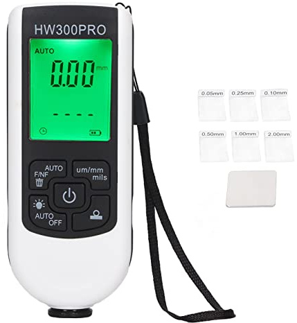MEKOTRIN Layer Thickness Measuring Device, 1um Resolution, 0-2000um, FE & NFE Measurement, Automatic Shutdown, Battery Level Display, for Metal Processing Industry, Laboratory & Workshop (White)
