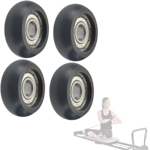 4 Stück Rollen für Fitnessgeräte und Rudergeräte, Kunststoff- und Stahlkonstruktion für reibungslose und leise Leistung, Ersatzführungen 32 x 12 x 8 mm