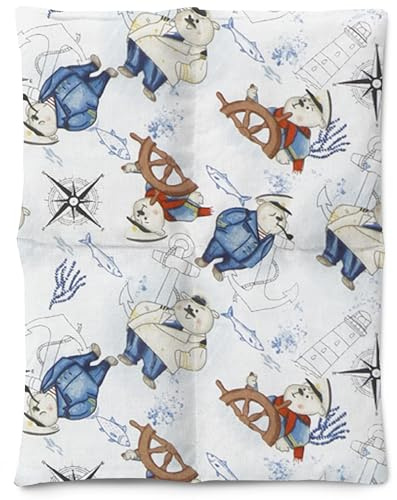 Amilian Kirschkernkissen 30x23 cm - Wärmekissen; Kältekissen mit 100% Kirschkernen - Körnerkissen für Mikrowelle - ideal für Nacken, Schulter, Rücken und Alltag - Matrosen
