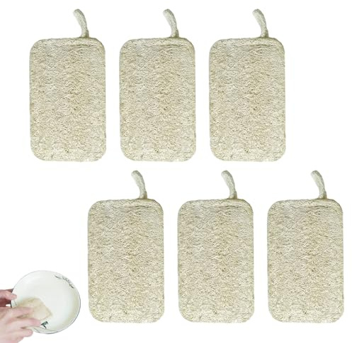 ZYEKIU 6 Pieza Esponja Exfoliante Corporal Lufa Cocina Estropajo Ecologico | Esponja Ducha Exfoliante Esponja de Limpieza Bio de Cocina de Lavar Platos Biodegradable EcológicaReutilizable y Sostenible