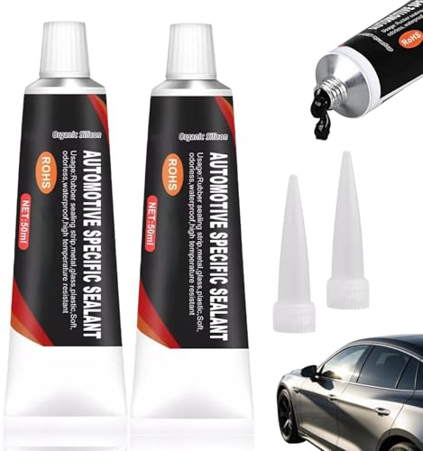 2*50ml Windscreen Sealant,Weatherstrip Glue,Black Silicone Sealant,Car Door Seal Glue,Car Rubber Seal Restorer,Strong Headlight & Windscreen Sealant for Car,Fast Curing for Cars Windows Roofs Gasket