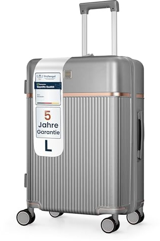 4FLY Leichter Premium Hartschalen-Reisekoffer L - Groß 65 cm (68L) – Trolley Koffer mit TSA-Schloss, 4 Spinner-Doppelrollen & Aluminium-Teleskopgriff, Aufgabegepäck Reisegepäck