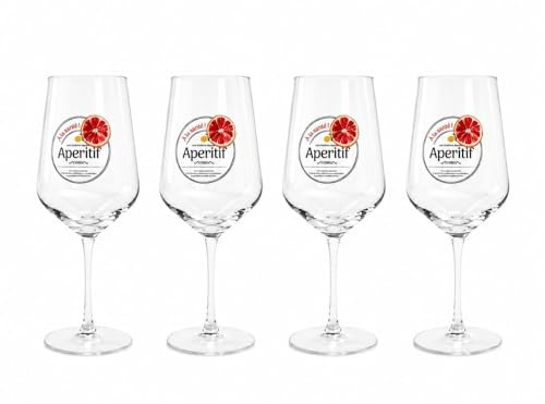 cecaro group Calici Aperitif 620 ml – Set da 2, 4 o 6 Bicchieri Spritz in Vetro Ultraresistente – Calici Eleganti per Aperitivi, Cocktail e Superalcolici – Scritta Stampata Non Adesiva (set 4 calici)