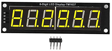 EMUKOEP Módulo de Pantalla de 6 Dígitos y 7 Segmentos, Controlador IC TM1637 con E/S Digital de 2 Pines para Pantalla Digital LED Amarillo