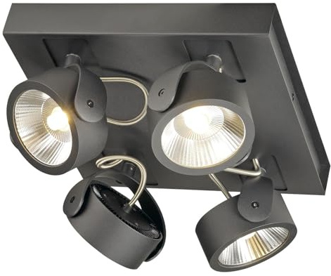 SLV KALU Wall and Ceiling-Mounted Light/Interior Ceiling and Wall Lighting, LED spot, Ceiling Spotlight / 3000K 60W 4000lm Black dimmable 60 Degrees