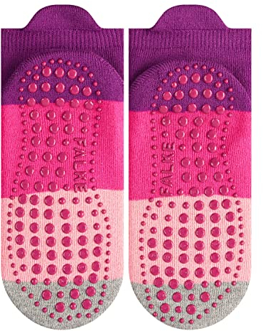 FALKE Unisex Kinder Stoppersocken Colour Block K Hp Baumwolle rutschhemmende Noppen 1 Paar, Rosa Crocus 6962, 35/38 EU