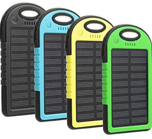 SGerste Solar Energy Power Bank Case 5000mAh Solar Power Bank Dual 2 USB Waterproof Portable Charger Case 1A (Blue,)
