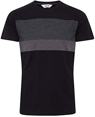!Solid Sascha Herren T-Shirt Kurzarm Shirt Mit Streifen Und Rundhalsausschnitt, Größe:XL, Farbe:Black (9000)