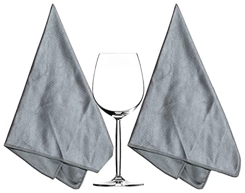 HIDMD Extra Large Microfiber Glass Polishing Cloths Microfiber Glass Cleaning Cloth Streak Free Lint Free Bar Towel 40 X 60cm 2 Pack Grey
