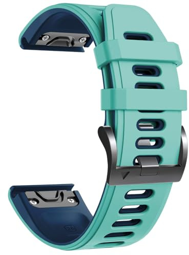 NotoCity Armband für Garmin Fenix 6x/6x Pro/5x/5x Plus/7x/7x Pro/8 51mm, Quickfit 26mm Uhrenarmband für Garmin Enduro 2, Fenix 3/3 HR, Instinct 2X, Epix Pro 51mm, Descent MK1/2(Minzgrün-Dunkelblau)