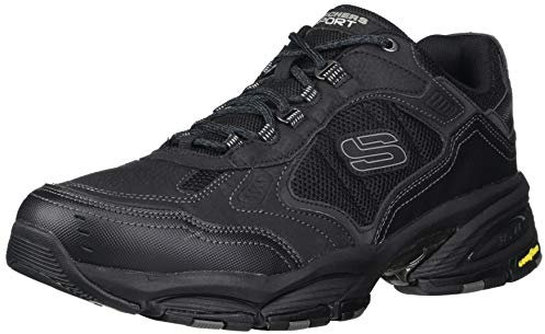 Skechers Herren Vigor 3.0 sneakers, Black Leather Black Mesh Pu Black Trim, 44 EU