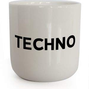 PLTY - Techno Becher - Tasse ohne Henkel - Handglasiertes Weiß Porzellan - Coffee Mug - Beat - Dänisches Design