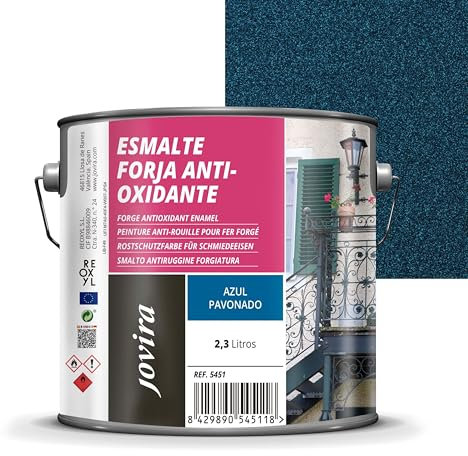 JOVIRA PINTURAS Esmalte Forja Antioxidante al Disolvente. Protección y decoración sobre hierro. (2,3 Litros, Azul Pavonado)