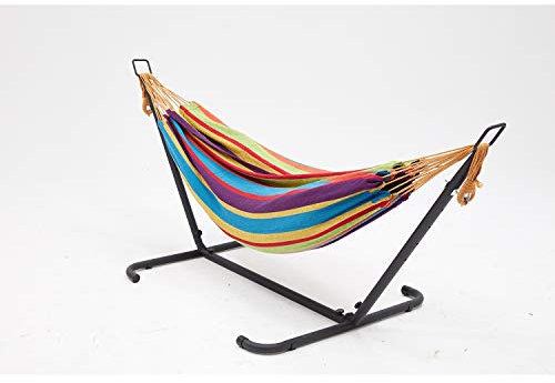 CONCEPT USINE | Hamac sur Pied avec Support métal | 1 Personne | Toile en Tissu Polyester | Charge Max 130 kg | Copacabana Multicolore | pour Jardin Balcon Extérieur et Terrasse | Résiste à l'eau