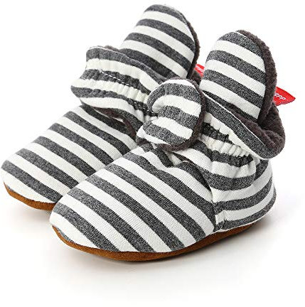 LACOFIA Baby Jungen Mädchen rutschfest Weiche Sohle Slipper Stiefel Baby Winter Krabbelschuhe Dunkelgraue 6-12 Monate