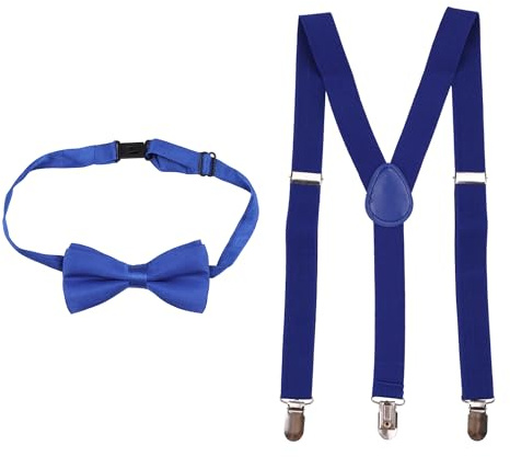 WedDecor Kids Suspenders and Bow Tie Set - Children's Fashion Accessory | Adjustable Y Shaped Clip-On Suspenders with Solid Colour Bow Tie for 1 to 6 Years Boys & Girls, Children's Fashion Accessory