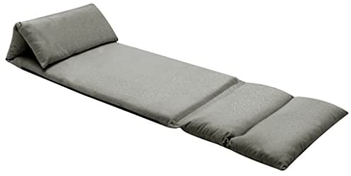 vidaXL Bodenstuhl Faltbar Schlafsessel Sofastuhl Sessel Lounge Bodensessel Liege Bodenkissen Sitzkissen mit Rückenlehne Dunkelgrau Mikrofaser