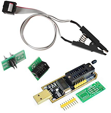 ALMOCN SOIC8 SOP8 Flash Chip IC Test-Clips Socket Adpter Programmer BIOS + CH341A 24 25 Series EEPROM Flash BIOS USB Programmer Modul (Doppelclip + USB)