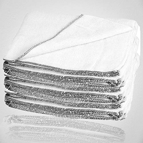 Milosc Pack of 25 Large Dish Cleaning Cloths 100% Cotton White Super Absorbent Dish cloth For Kitchen Cloth Washable