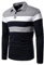 VANVENE Men's Classic Patchwork Long Sleeve Polo Shirts Football Gift Mens Crest Polo Shirt Classic Originals Tops Tee Grey Navy, L