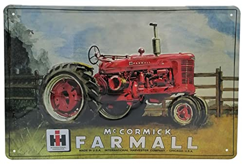 LUCKYLINDE geprägtes Blechschild passend für IHC Schlepper, Traktor und Landwirtschaft Fans, Deko Werkstatt, Garagen Oldtimer Schild 20 x 30 cm (Farmall)