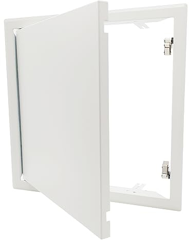 Tapa de revisión de 30 x 30 cm con cierre a presión, puerta de revisión, 300 x 300 mm, sistema de empujar para abrir, acero recubierto de blanco