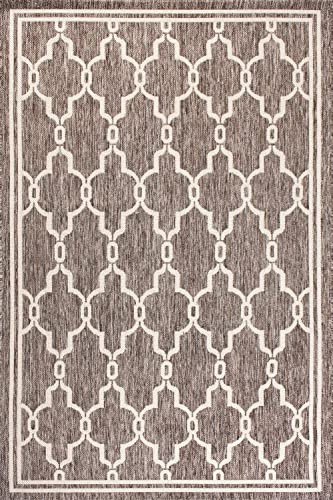 Terrasse Spanisches Fliesen-Design Flachgewebe Garten Küche Indoor Outdoor Teppich Fußmatte Kleiner Teppich 80 x 150 cm, Taupe/Natur
