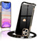 Wirvyuer Handyband Kompatibel mit iPhone 11 Handyhülle Necklace Hülle mit Band zum Umhängen Kameraschutz Liebesherz Schutzhülle mit Halsband Galvanik Silikon Umhängetasche für iPhone 11 Schwarz